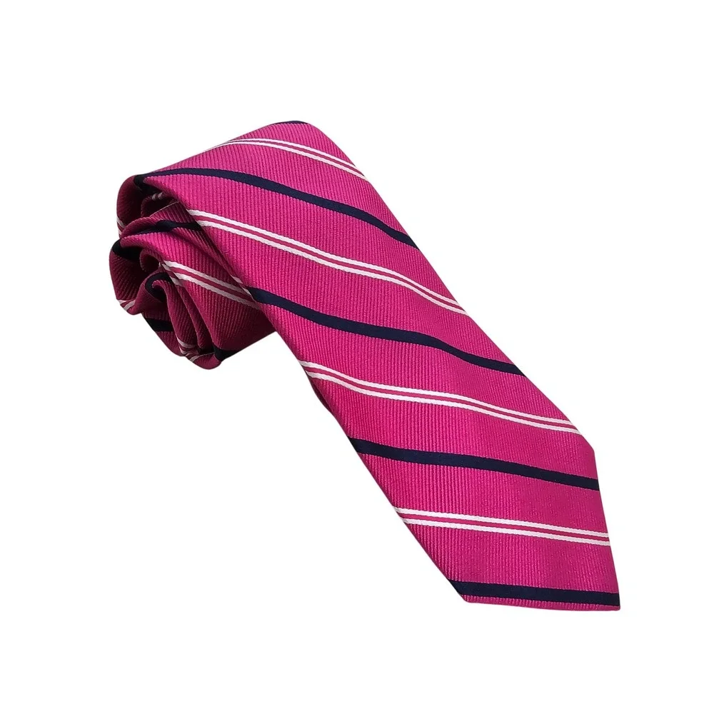 Lauren Ralph Lauren Silk Necktie Pink‎ Striped Classic Preppy Ivy Tie 3.5